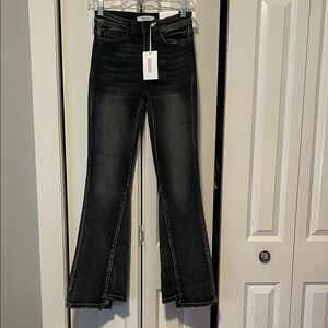 NWT Zenana Women's Dark Gray Distressed Flare Jeans by Bohme